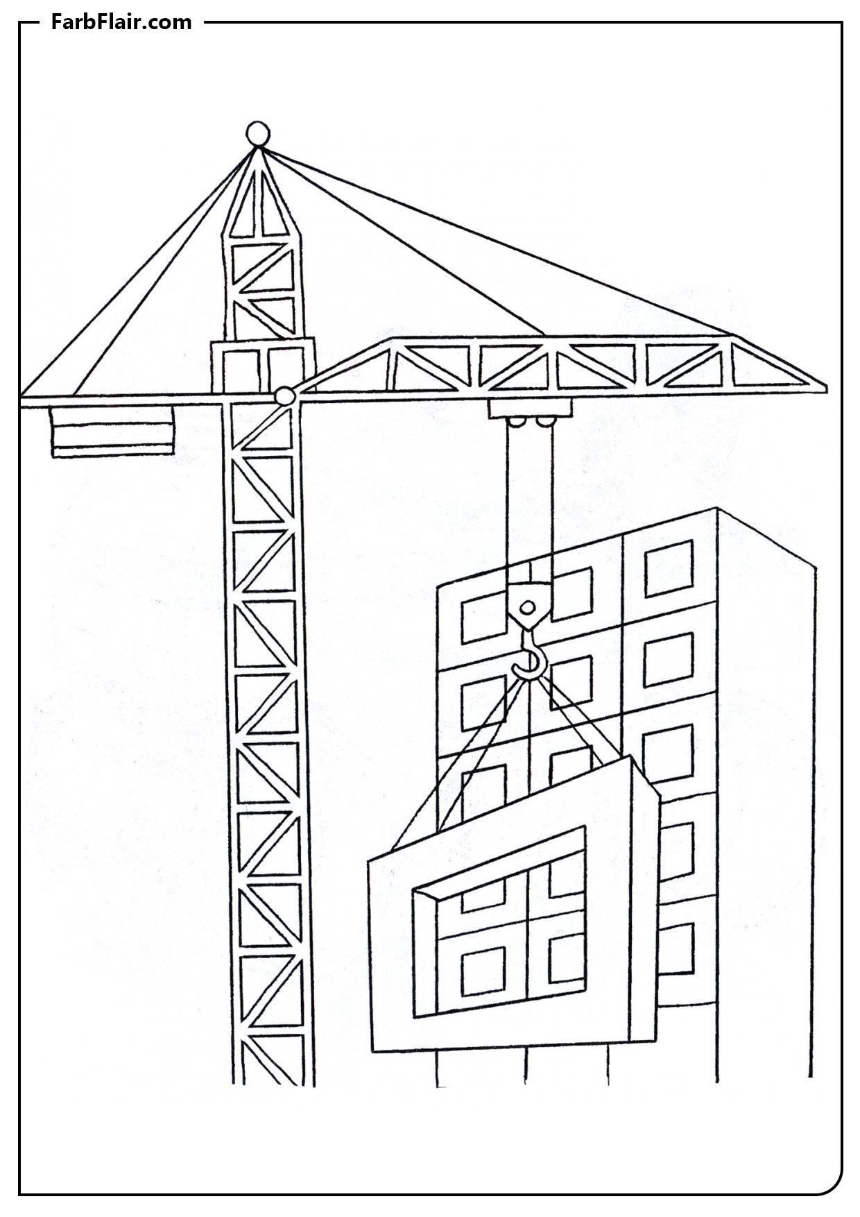Ausmalbild Baukran Kostenloses