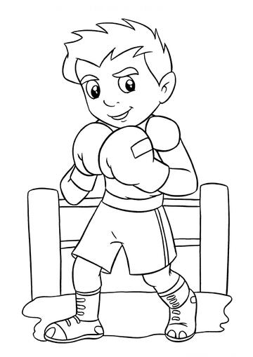 Ausmalbild Boxer mit Handschuhen