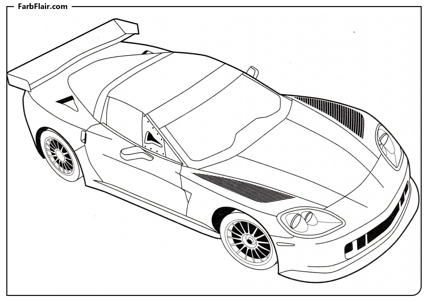 Ausmalbild Chevrolet Corvette C6R Kostenloses