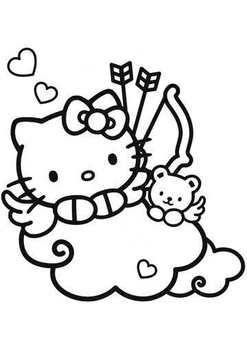 Ausmalbild Hello Kitty Cupid