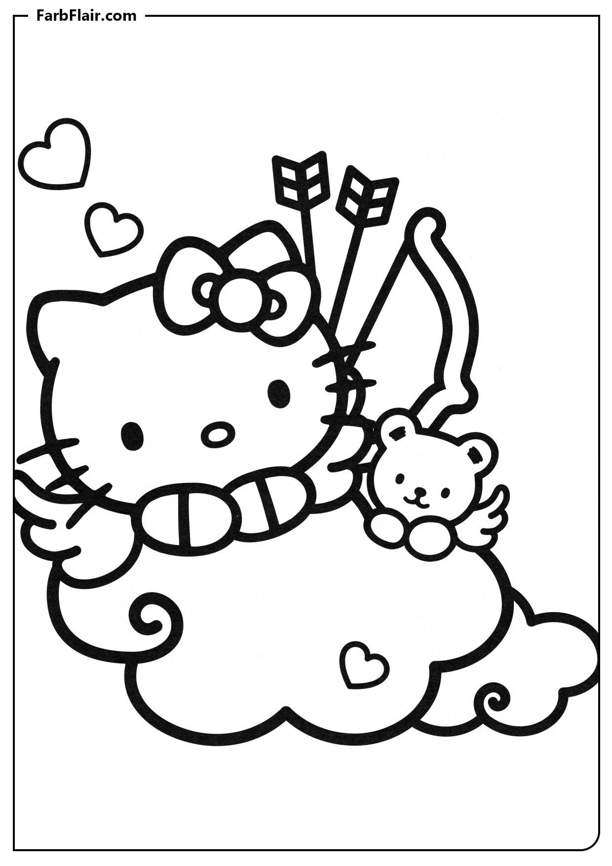 Ausmalbild Hello Kitty Cupid Kostenloses