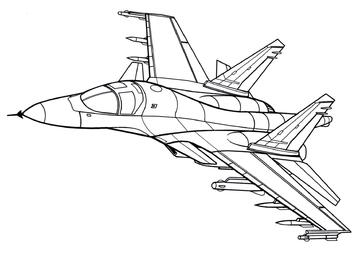 Ausmalbild Mehrzweckkampfflugzeug Su-34