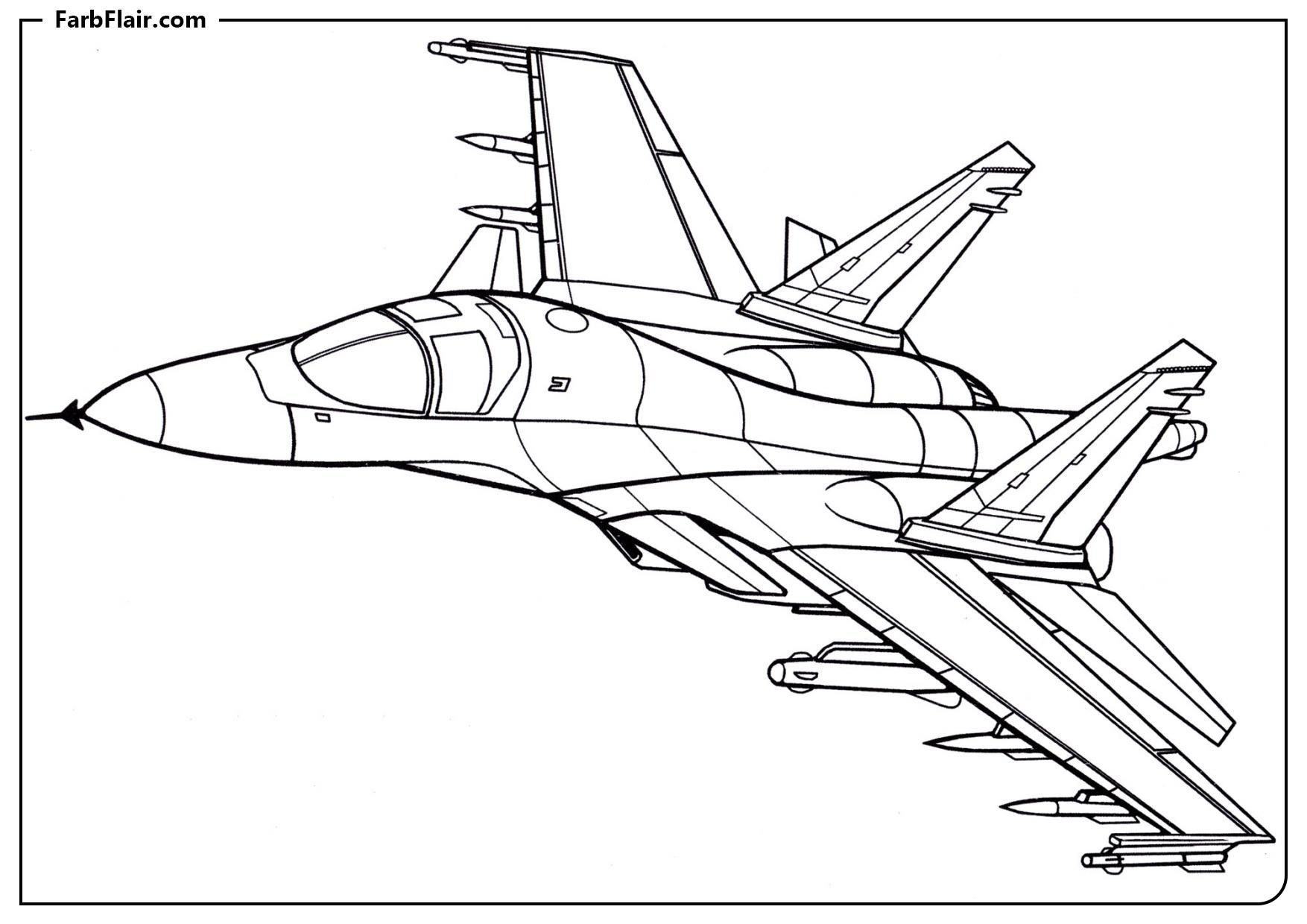 Ausmalbild Mehrzweckkampfflugzeug Su-34 Kostenloses