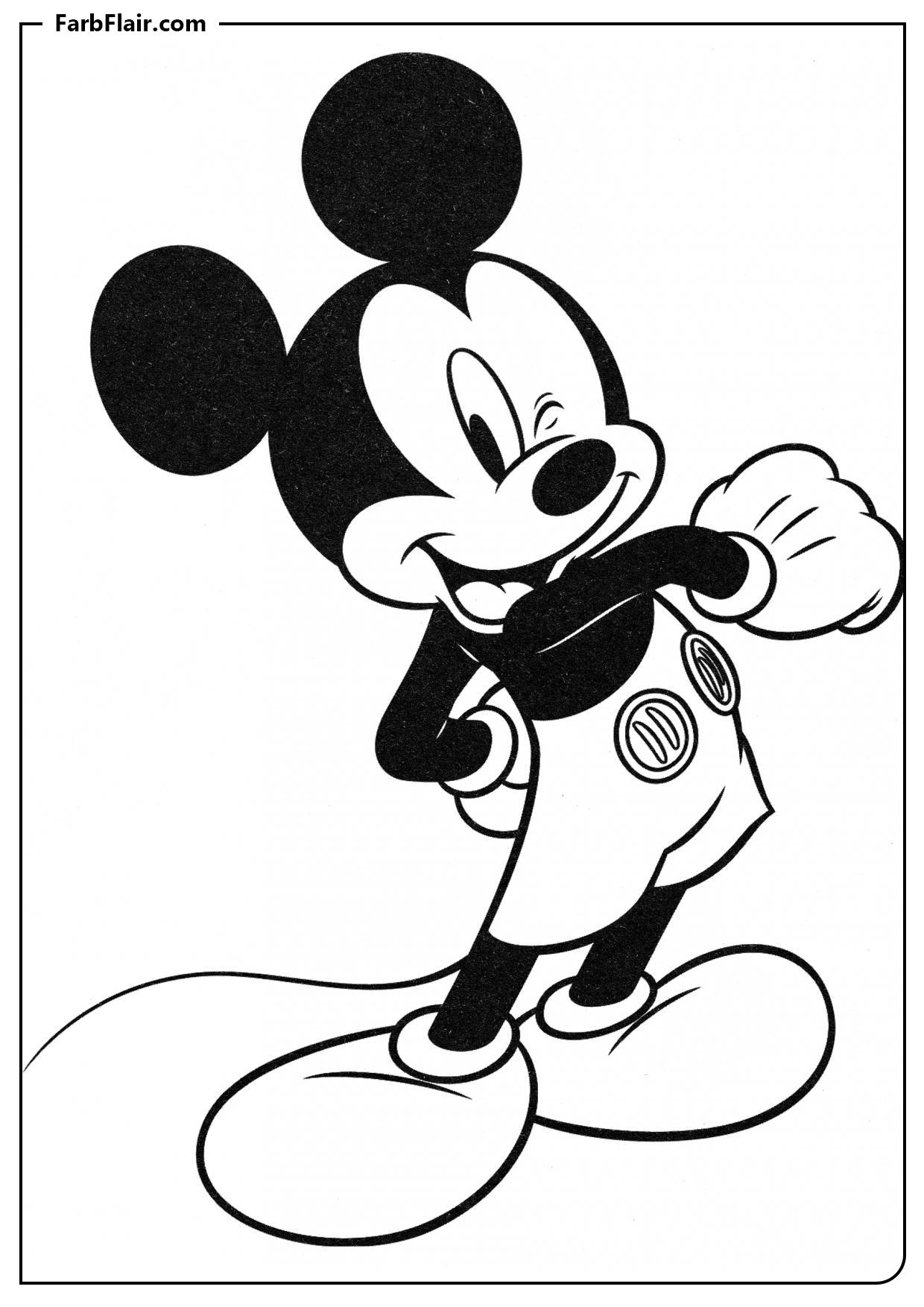 Ausmalbild Mickey Mouse zwinkert Kostenloses