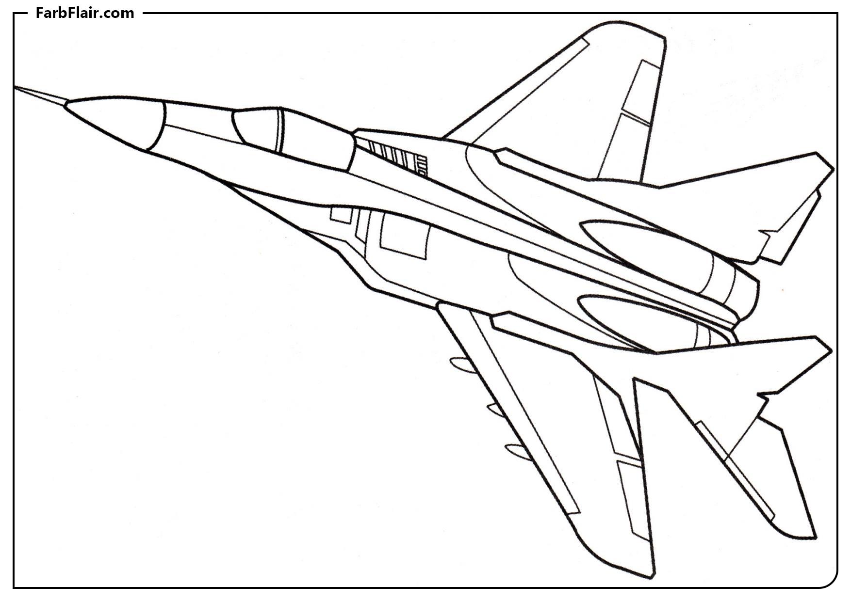 Ausmalbild MiG-29 Kostenloses