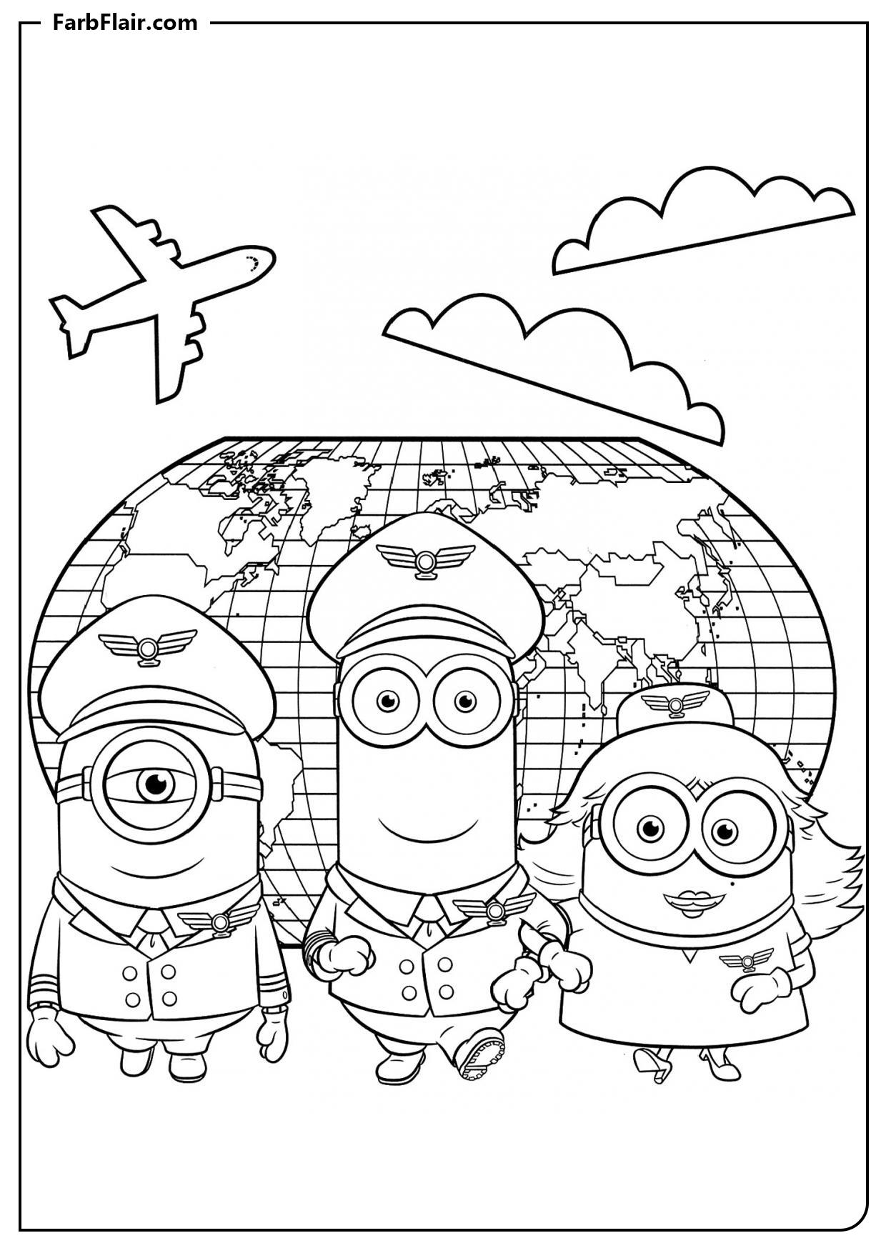 Ausmalbild Minions-Piloten Kostenloses