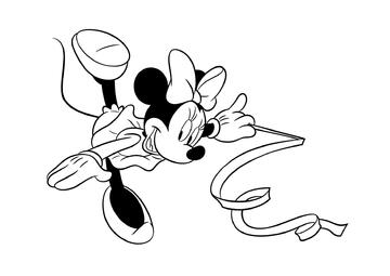 Ausmalbild Minnie malt mit einem Band aus