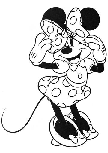 Ausmalbild Minnie Maus mit Schleife