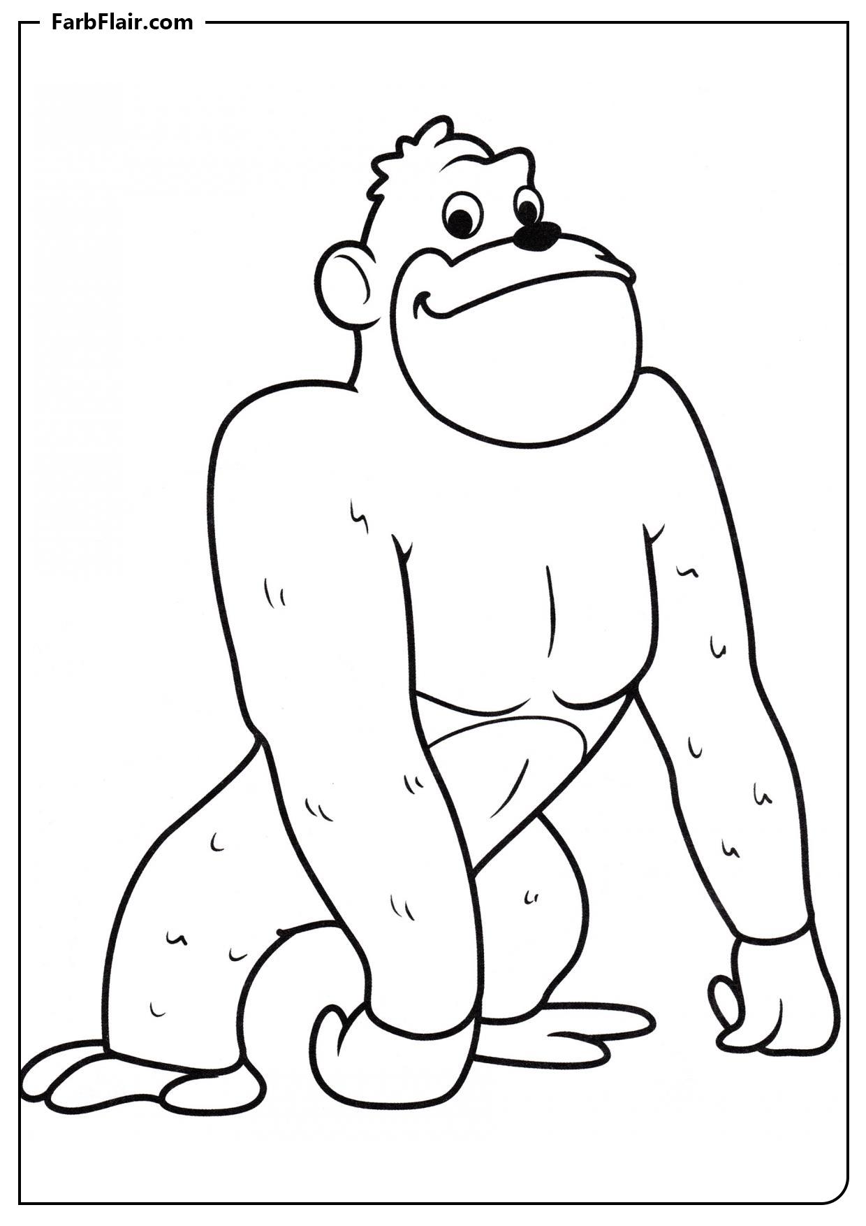 Ausmalbild Niedliches Gorilla Kostenloses