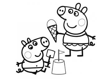 Ausmalbild Peppa Pig und George