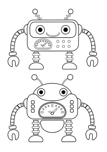 Ausmalbild Roboter mit Sensoren am Körper