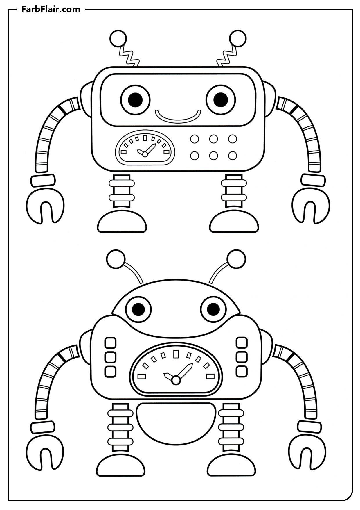 Ausmalbild Roboter mit Sensoren am Körper Kostenloses