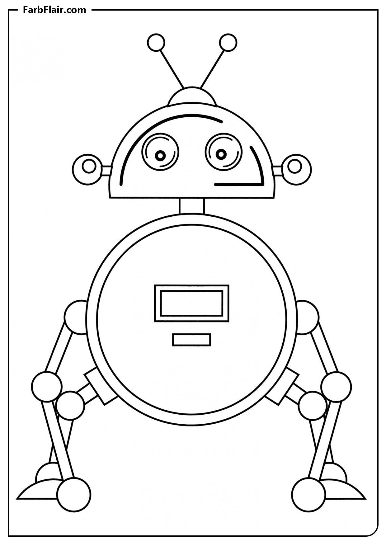 Ausmalbild Runder Roboter Kostenloses