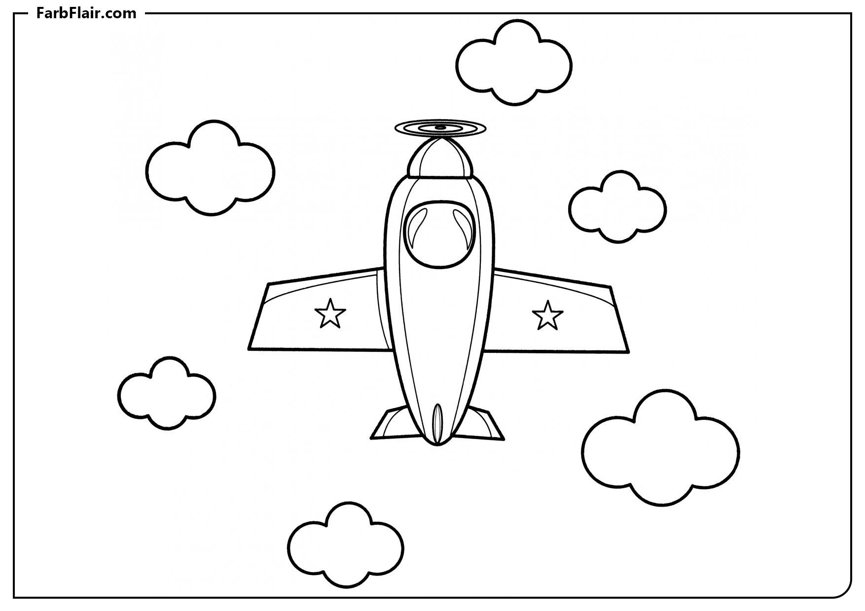 Ausmalbild Sowjetisches Flugzeug mit Propeller Kostenloses