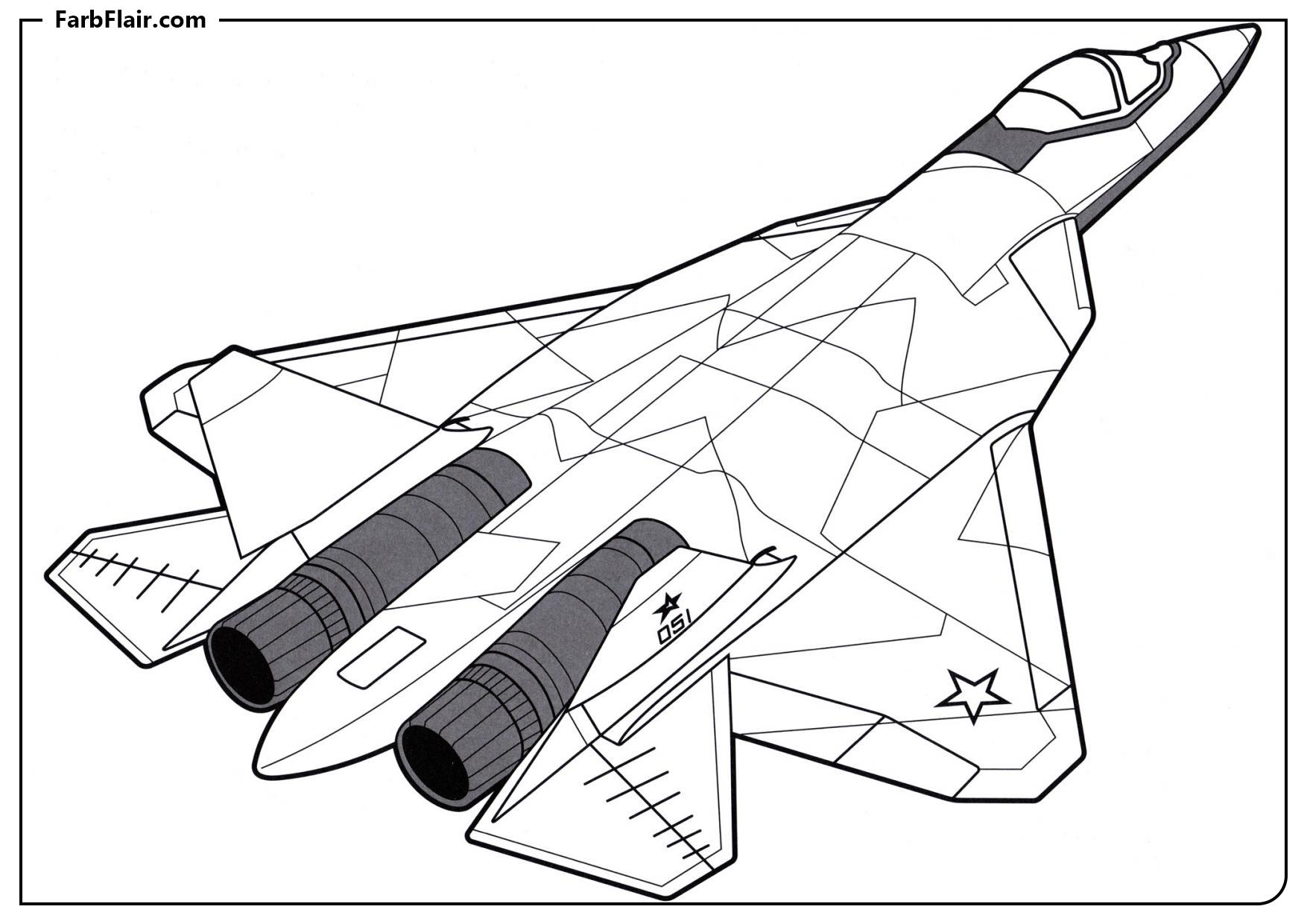 Ausmalbild Su-57 Kostenloses