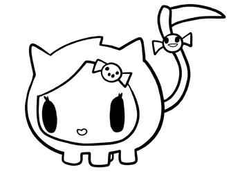 Ausmalbild Tokidoki Katze Skeletina