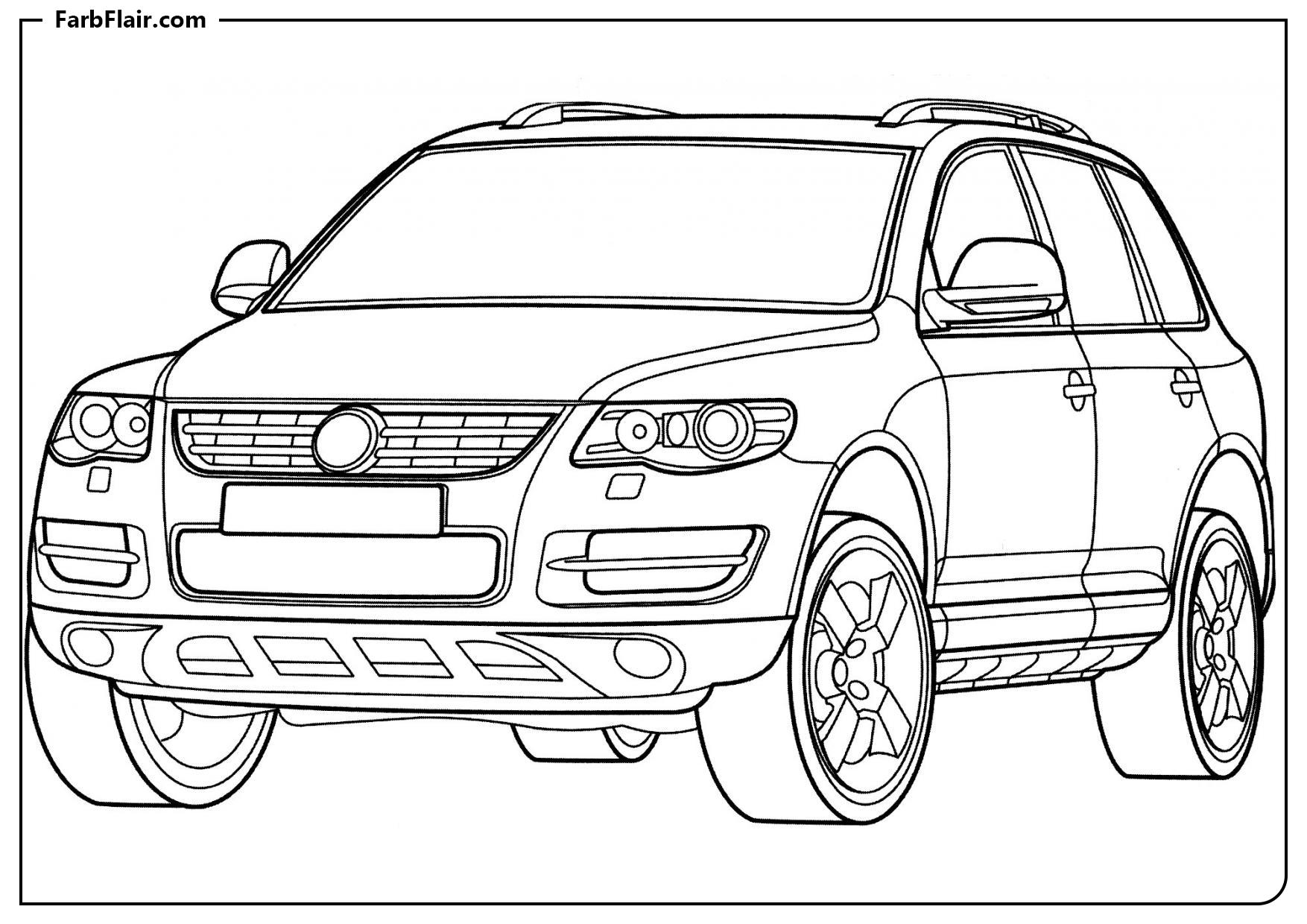 Ausmalbild Volkswagen Touareg Geländewagen Kostenloses