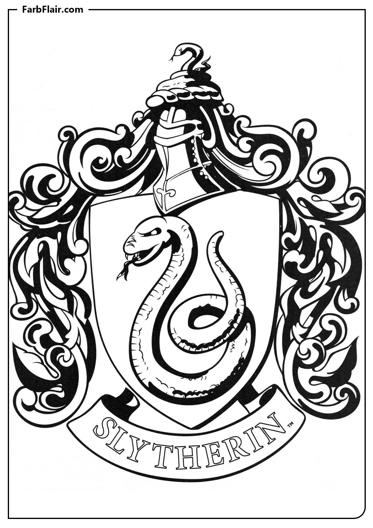 Ausmalbild Wappen von Slytherin Kostenloses