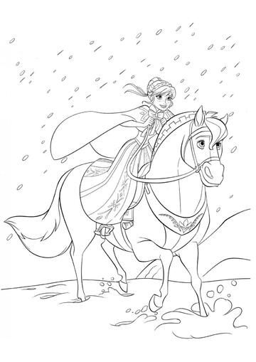 Ausmalbild Anna auf einem Pferd