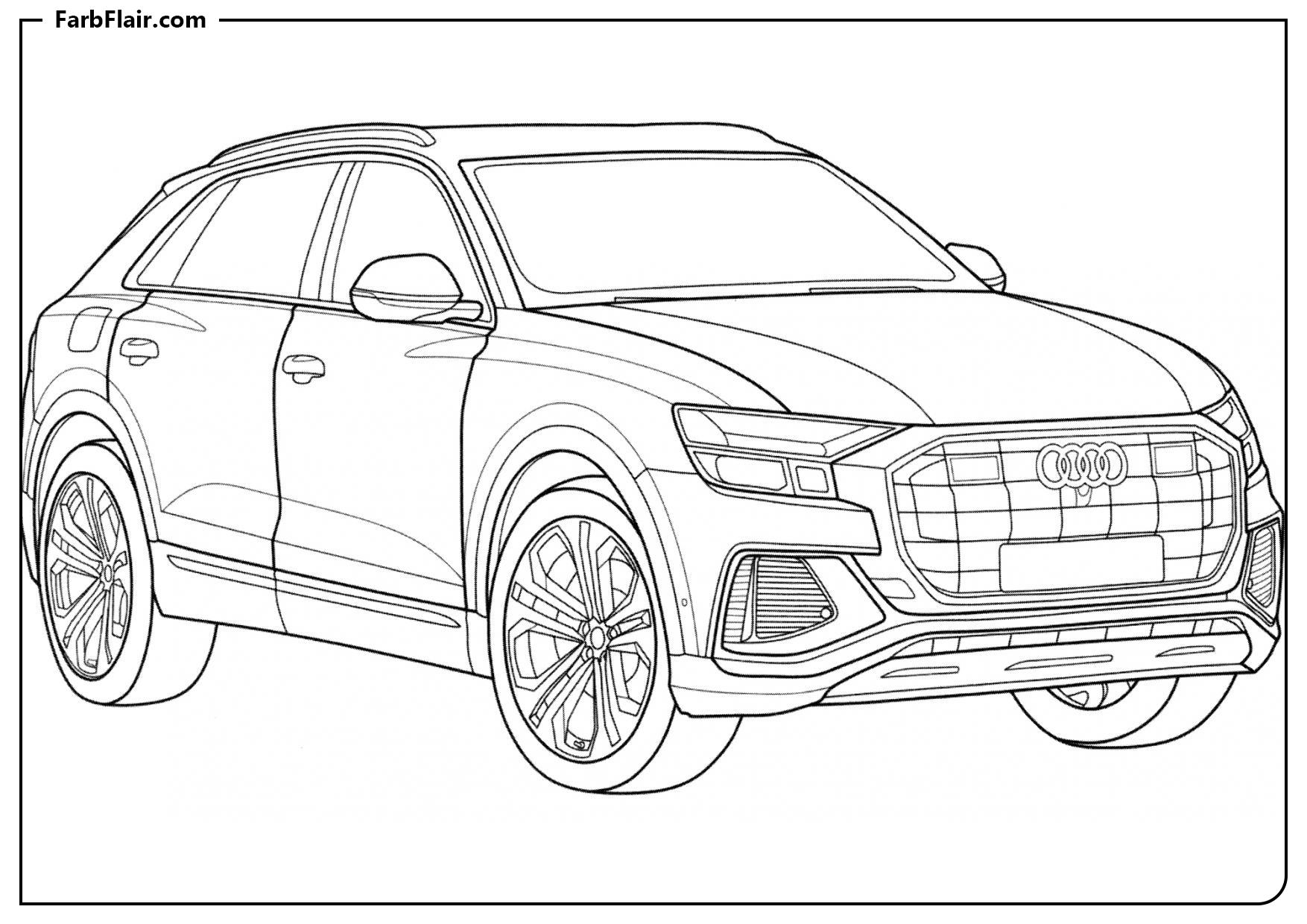 Ausmalbild Audi Q8 45 TDI quattro Kostenloses