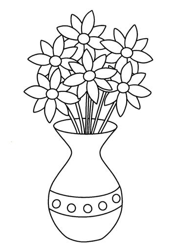 Ausmalbild Blumen in einer Vase