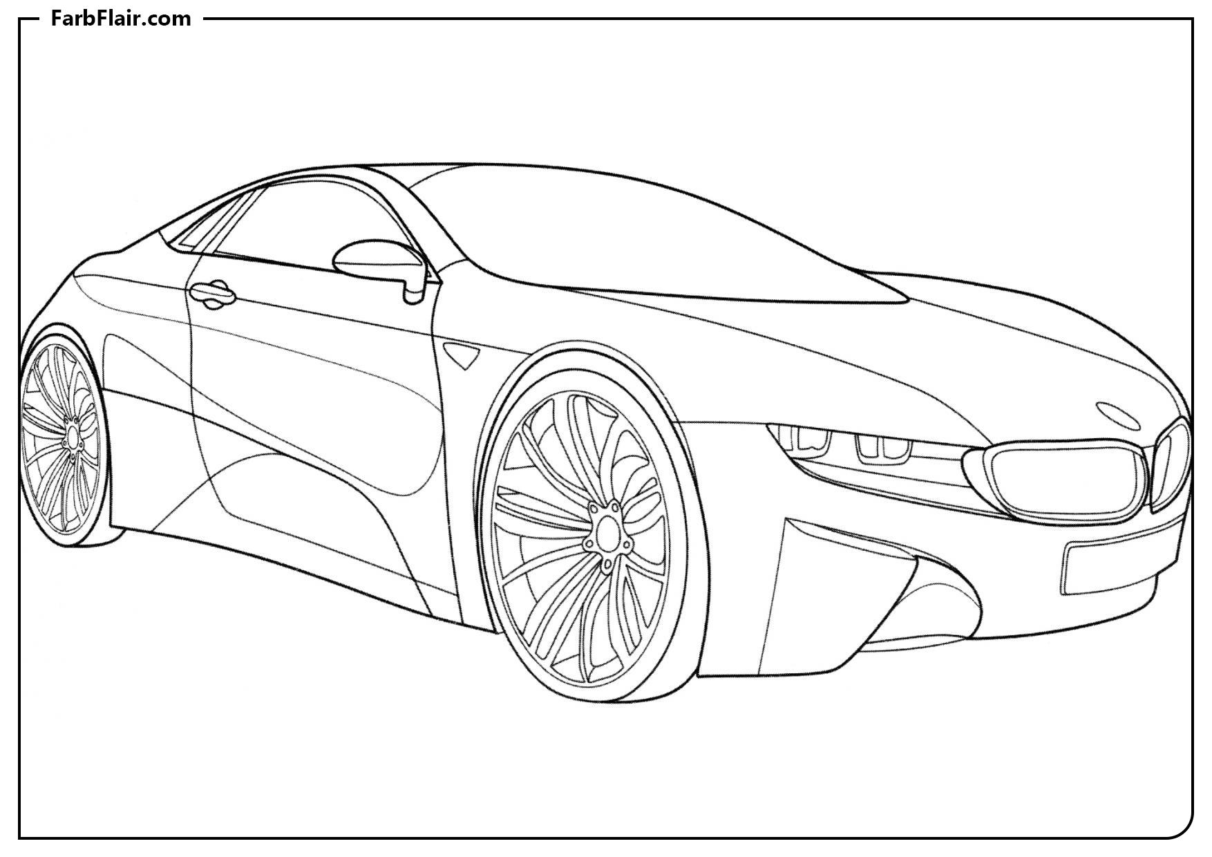 Ausmalbild BMW M1 Supersportwagen Kostenloses