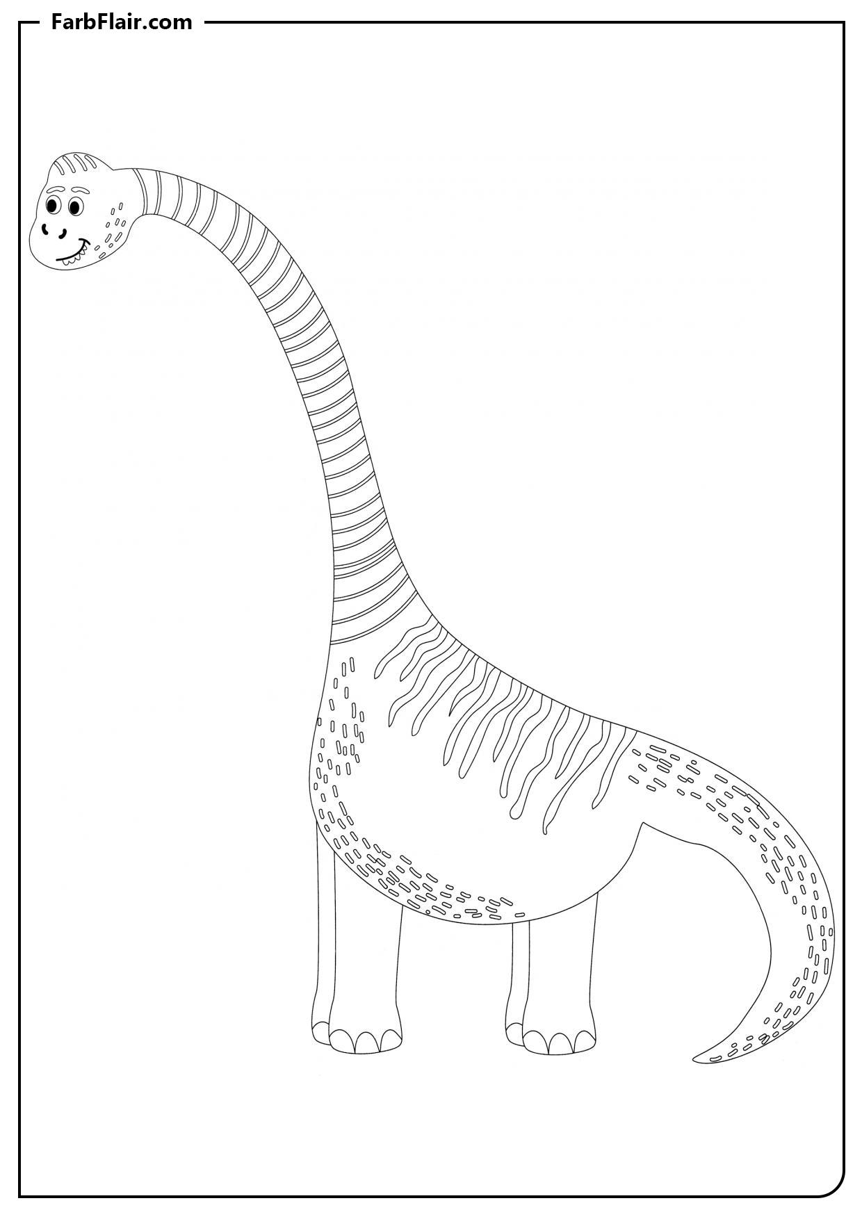 Ausmalbild Brachiosaurus mit langem Hals Kostenloses