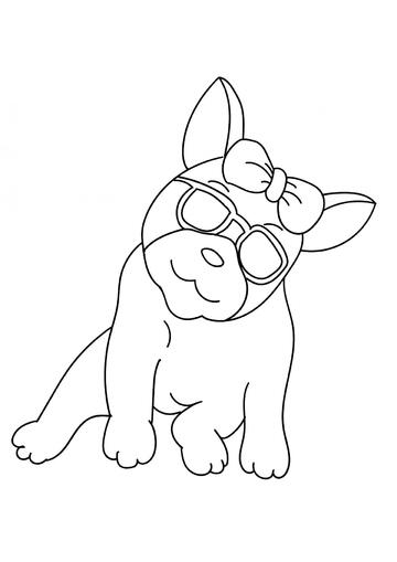 Ausmalbild Bulldogge mit Brille