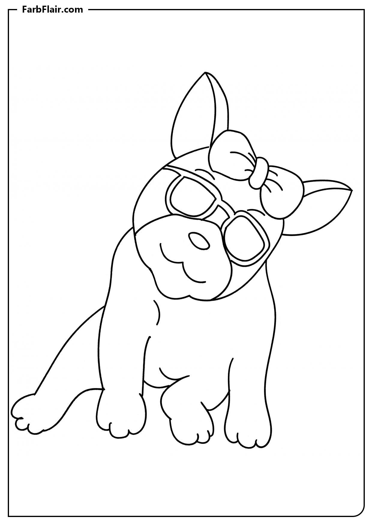 Ausmalbild Bulldogge mit Brille Kostenloses