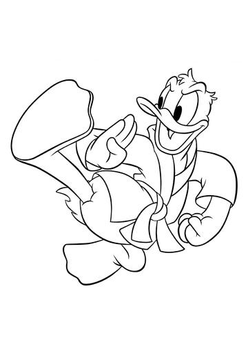 Ausmalbild Donald Duck Karatekämpfer