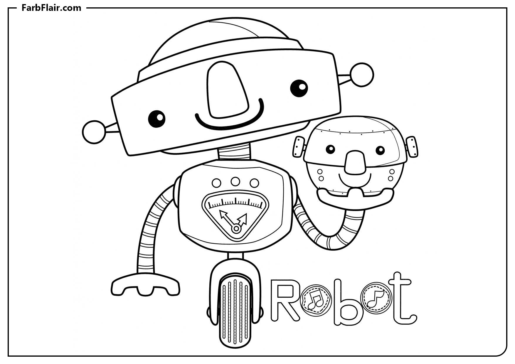 Ausmalbild Ein Roboter auf einem Rad Kostenloses