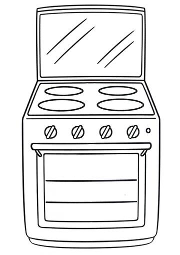 Ausmalbild Elektroherd mit Backofen