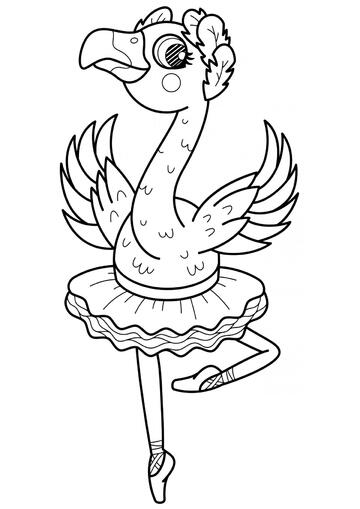 Ausmalbild Flamingo-Ballerina