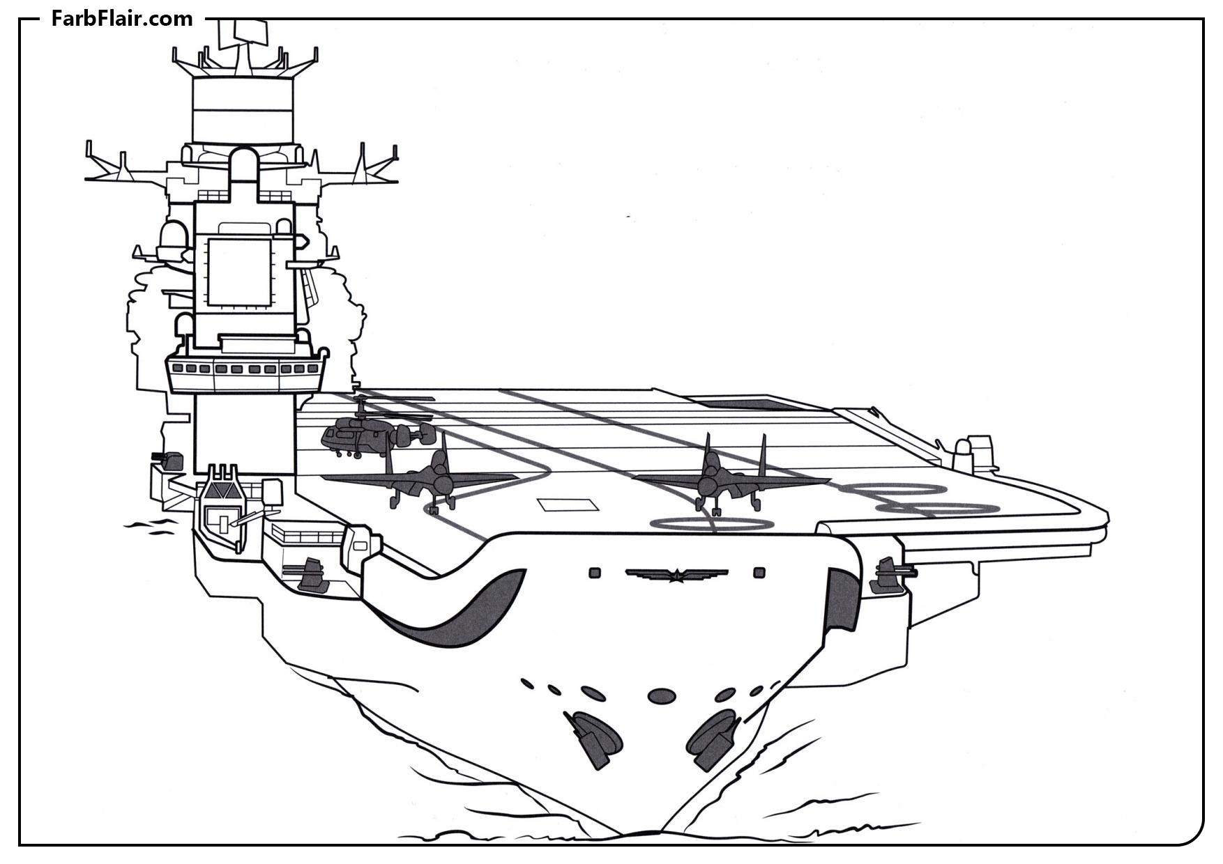 Ausmalbild Flugzeugträger Admiral Kusnezow Kostenloses