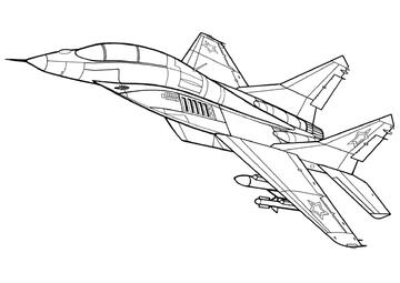 Ausmalbild Frontjäger MiG-29