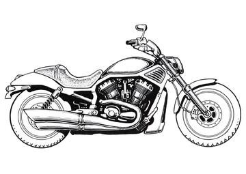 Ausmalbild Harley-Davidson Motorrad
