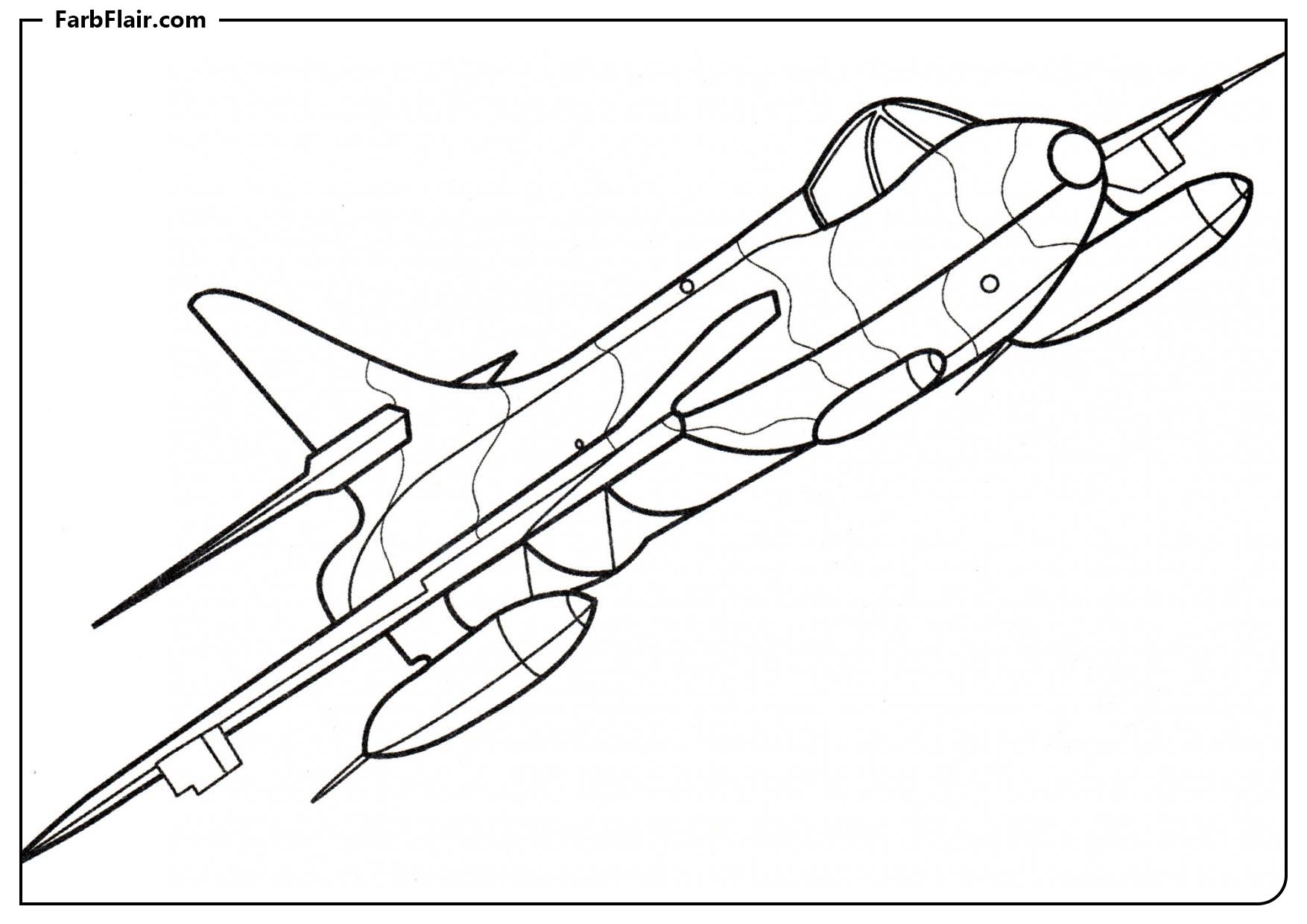Ausmalbild Kampfflugzeug Hunter Kostenloses