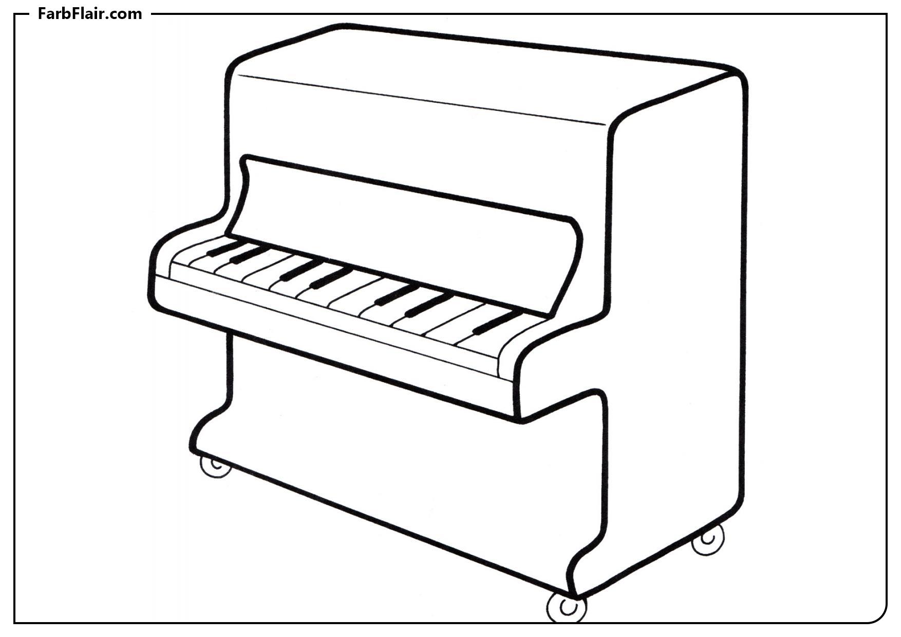 Ausmalbild Klavier Kostenloses