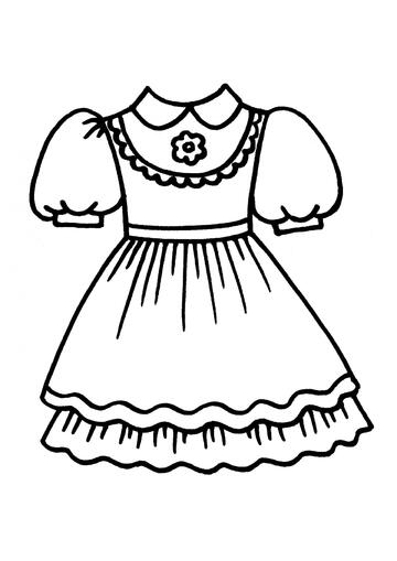 Ausmalbild Kleid mit Rüschen