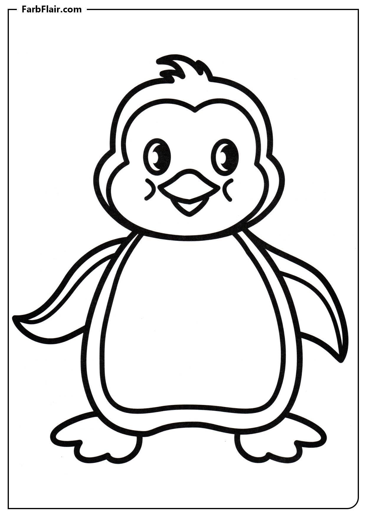 Ausmalbild Kleiner Pinguinbaby Kostenloses