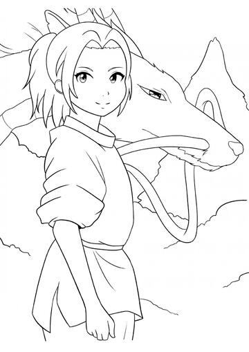 Ausmalbild Liebe Haku und Chihiro