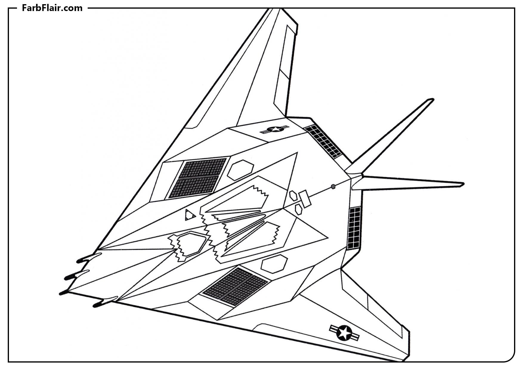 Ausmalbild Lockheed F-117 Nighthawk Kostenloses