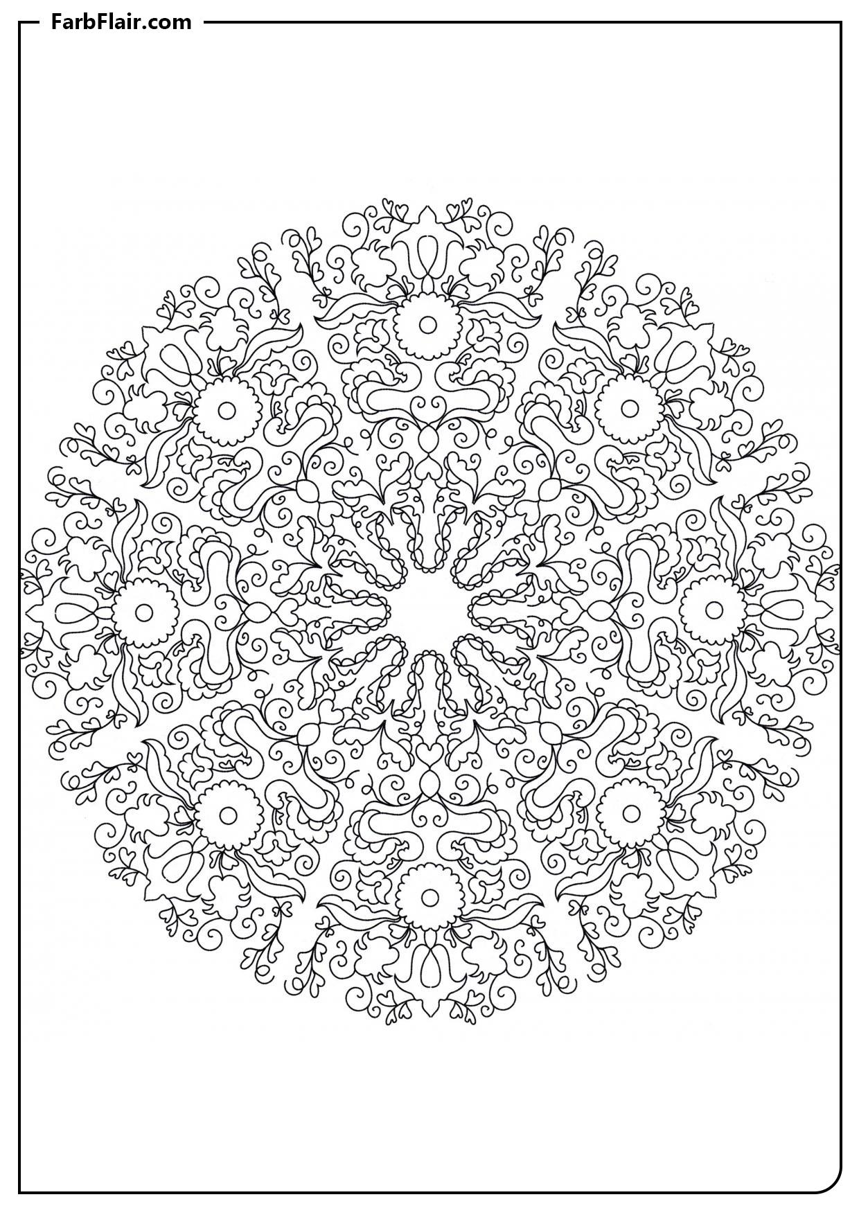 Ausmalbild Mandala Sommerwiese Kostenloses