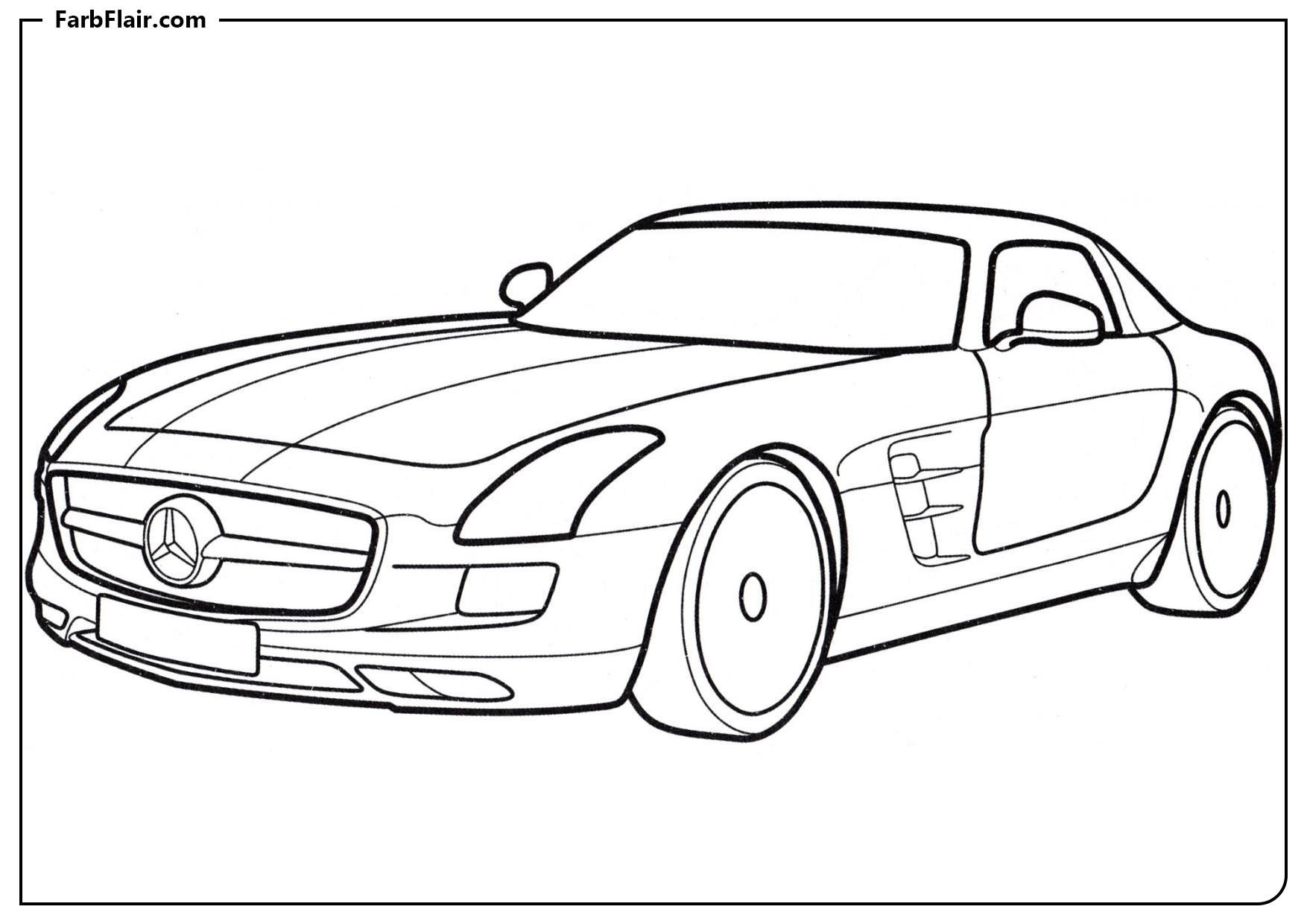 Ausmalbild Mercedes SLS AMG Kostenloses