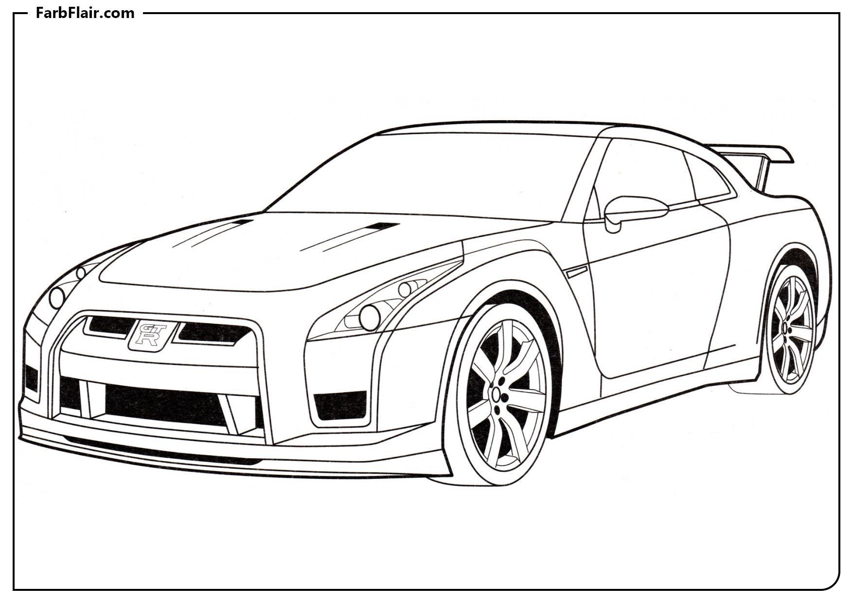 Ausmalbild Nissan GT-R Kostenloses