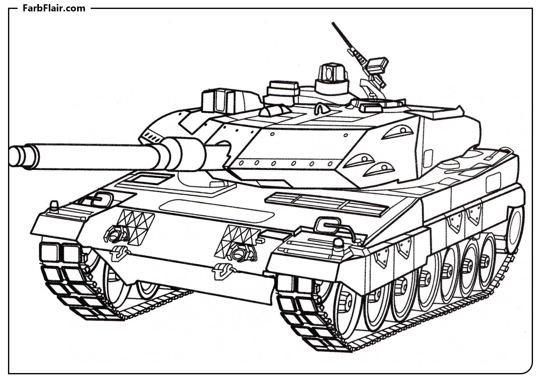 Ausmalbild Panzer Leopard 2 Kostenloses