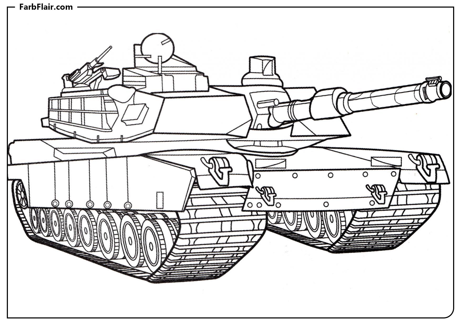 Ausmalbild Panzer M1 Abrams Kostenloses