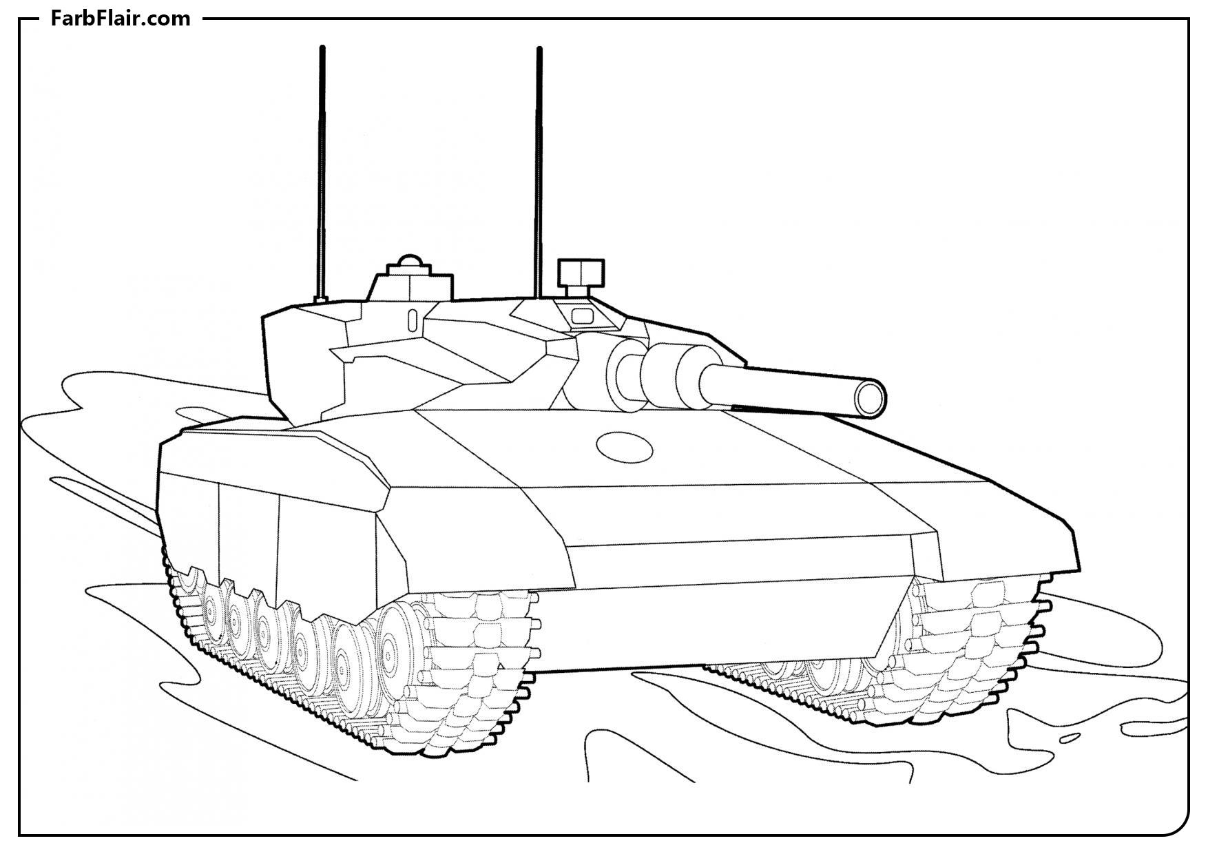 Ausmalbild Panzer "Merkava" (Israel) Kostenloses