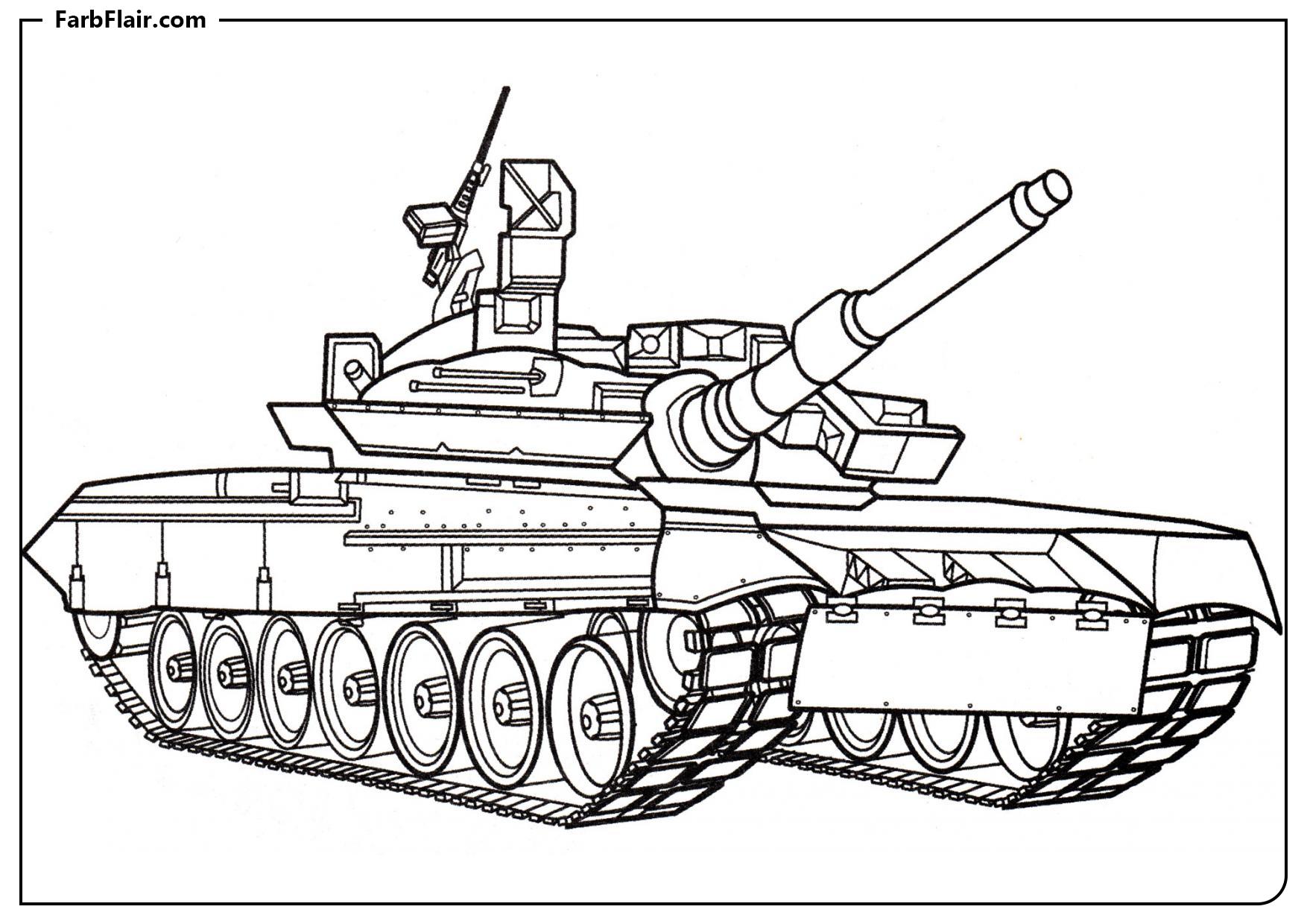 Ausmalbild Panzer T-72 Kostenloses