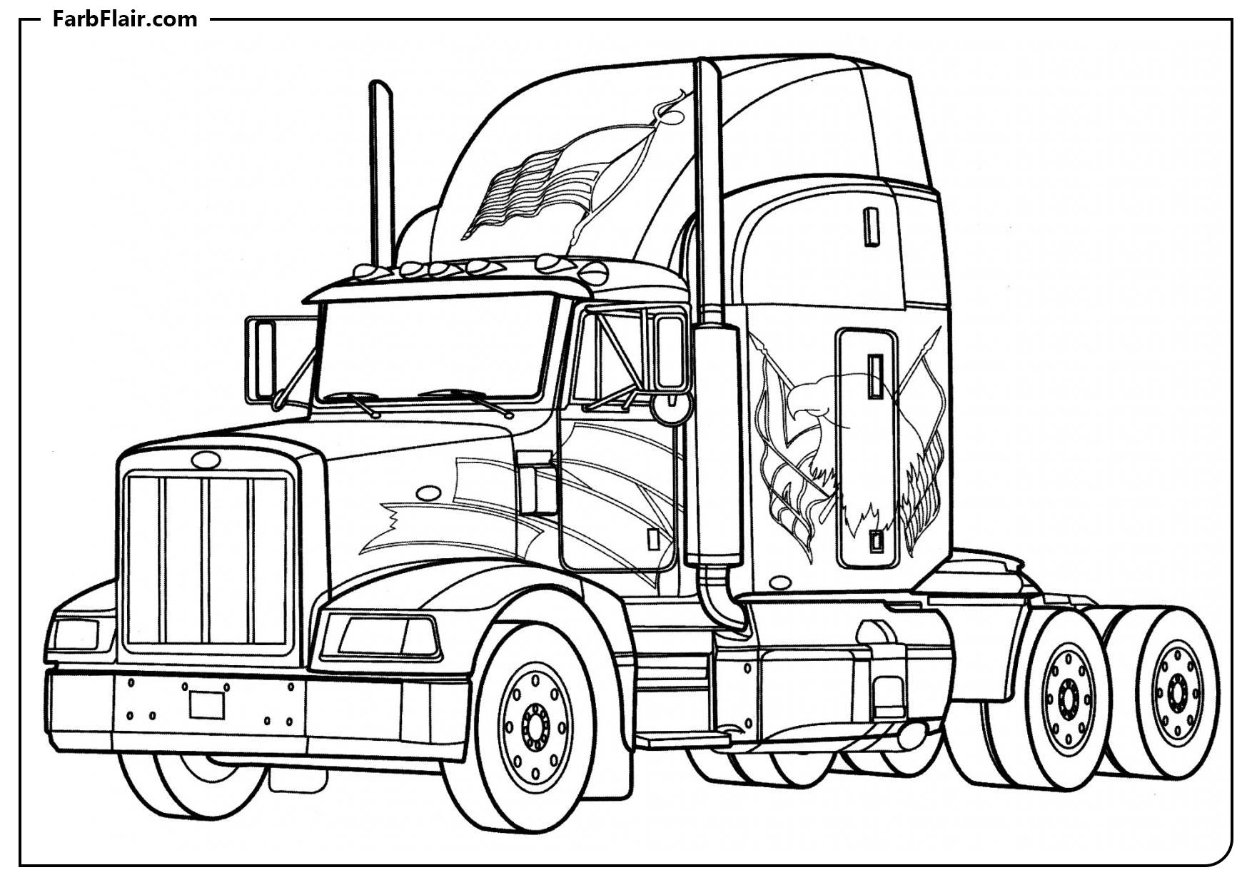 Ausmalbild Peterbilt 377 Kostenloses